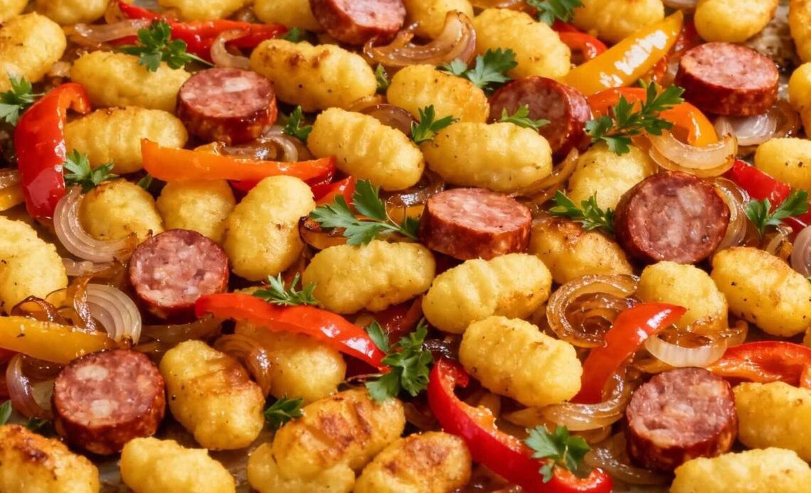 Sheet Pan Gnocchi with Sausage, Peppers and Onions