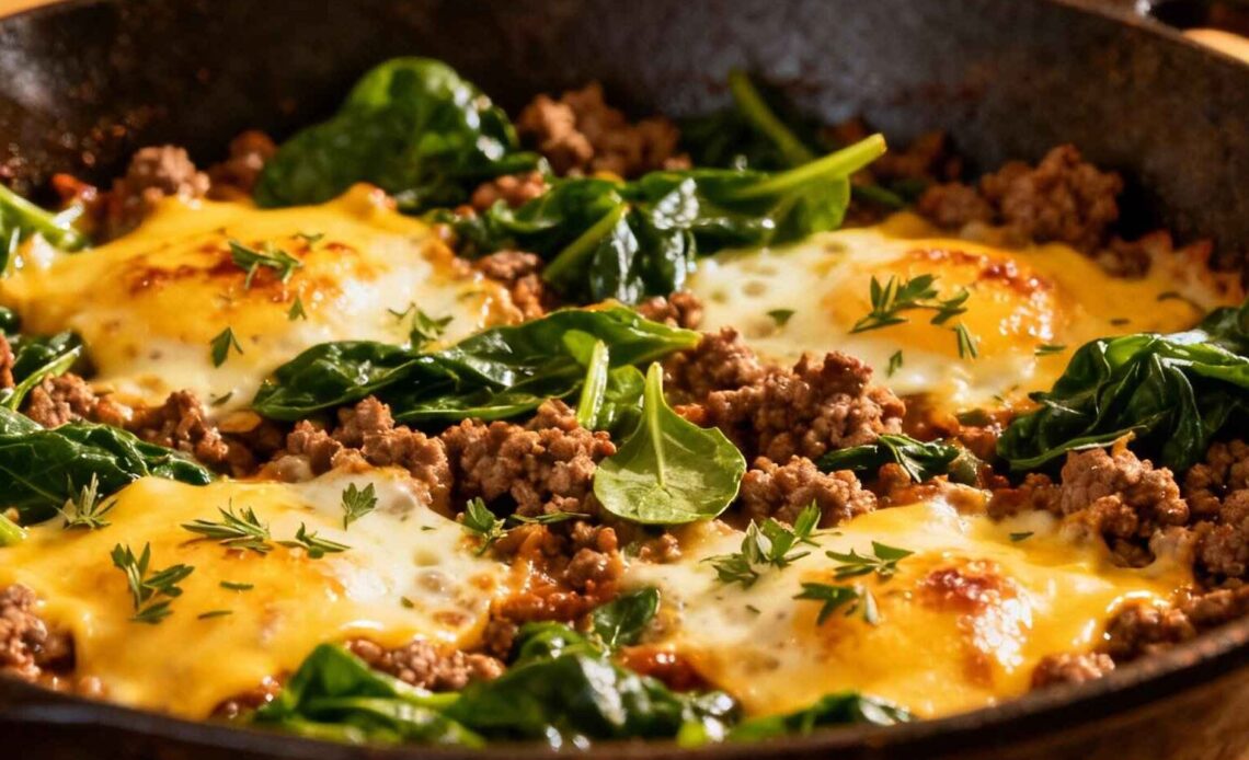 Ground Beef & Spinach Skillet
