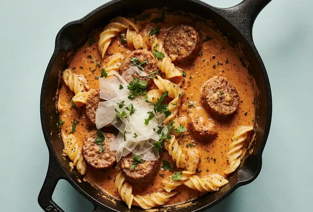 One Pot Creamy Cajun Sausage Pasta (30-Minutes)