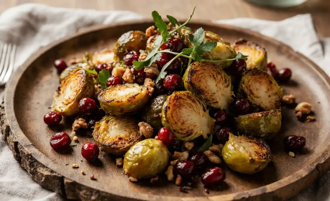 Easy 2 Thanksgiving Side Dish: Roasted Brussels Sprouts with Cranberries